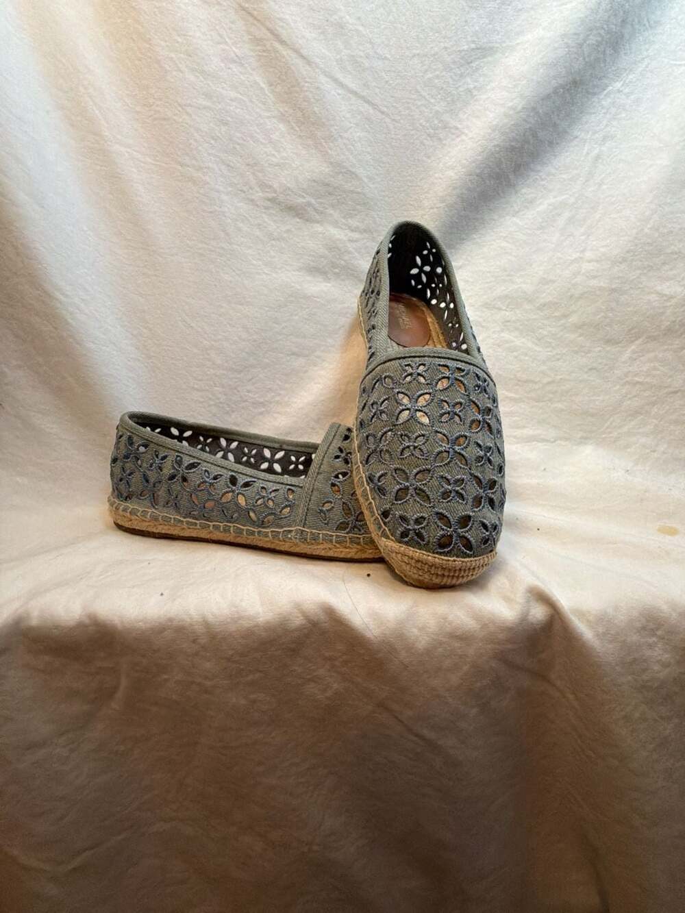 MICHAEL Michael Kors Denim Laser Cut Floral Espadrille Flats